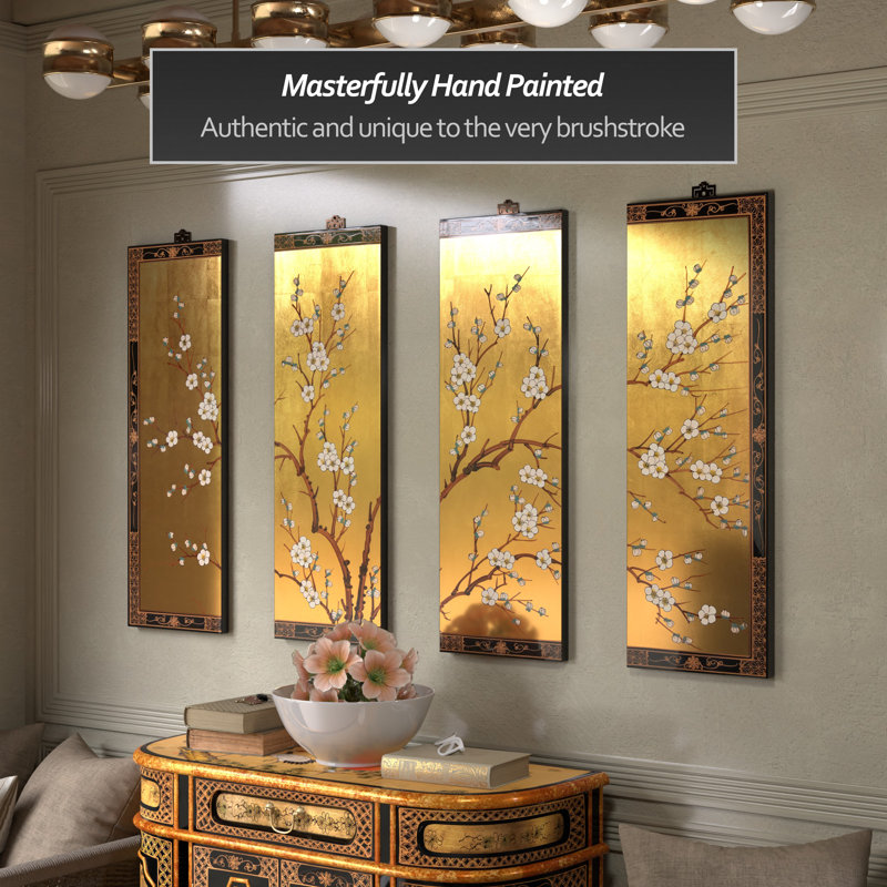Cherry Blossom 36" H x 12" W 4 - Piece Wall Décor