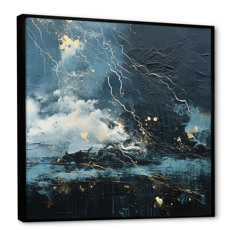 Minimalisme noir et bleu ouragan I, impression sur toile, Cadre flottant noir, H 24 po x l 24 po x P 1 po