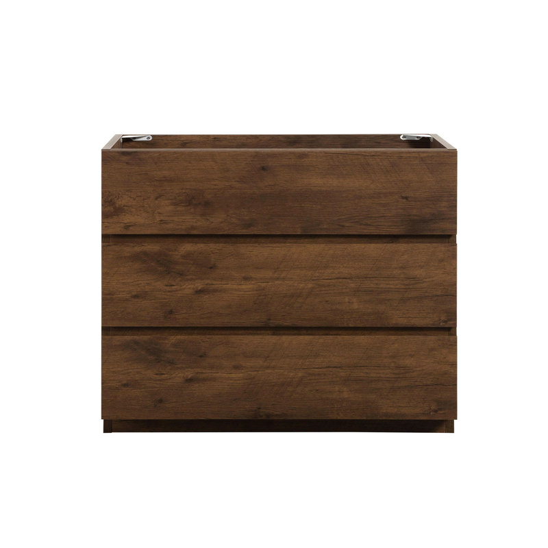 Armoire de plancher couleur noyer - 3 tiroirs, élégance moderne, douceur silencieuse, rangement maximum dans trois et rangement lisse maximum, pas de lavabo