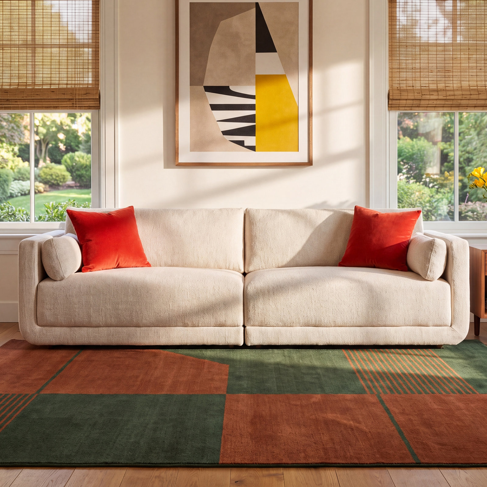 Naples 105'' Upholstered Sofa, Cream Polyester Blend