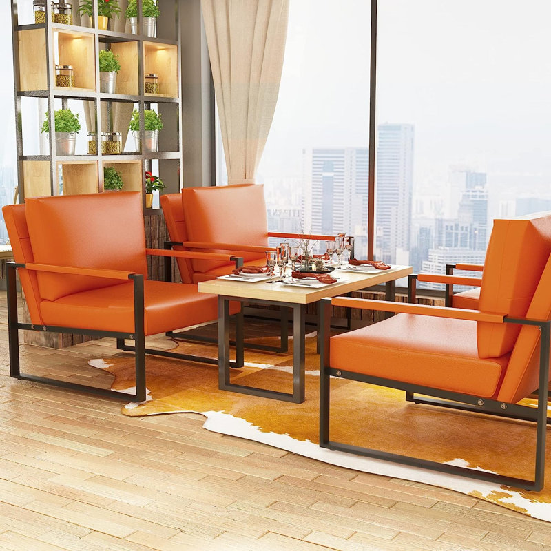 Pagnano Faux Leather Armchair, Bright Orange Faux Leather