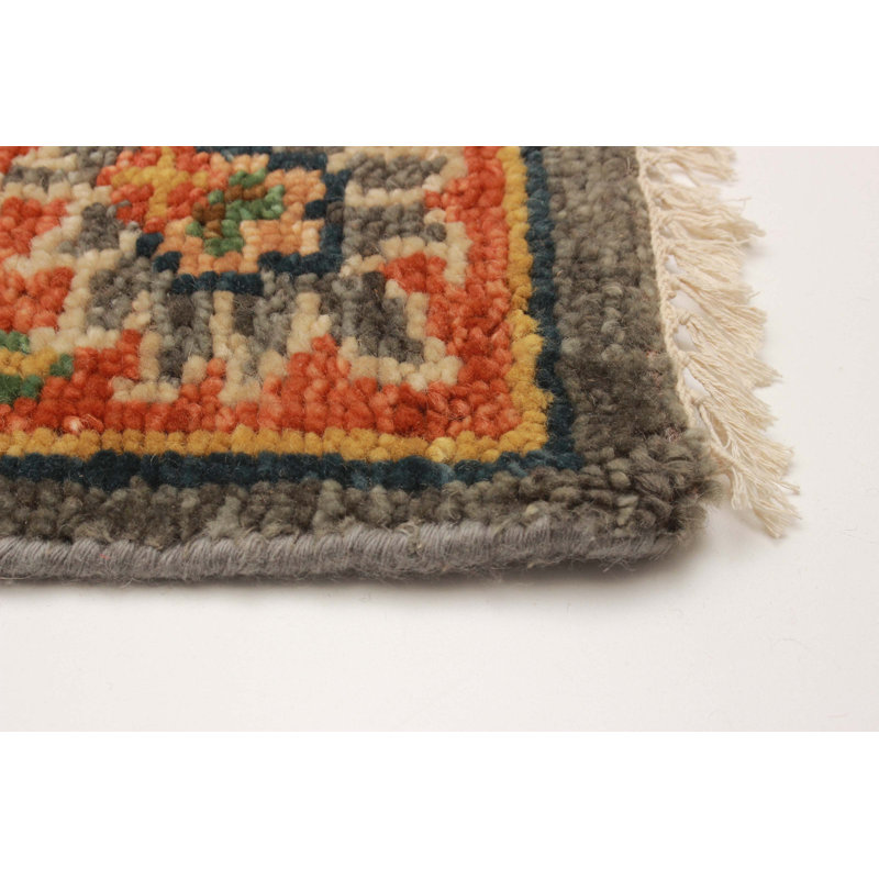 Tapis gris foncé en laine noué à la main 6 pi 2 po x 9 pi 1 po Jules Serapi