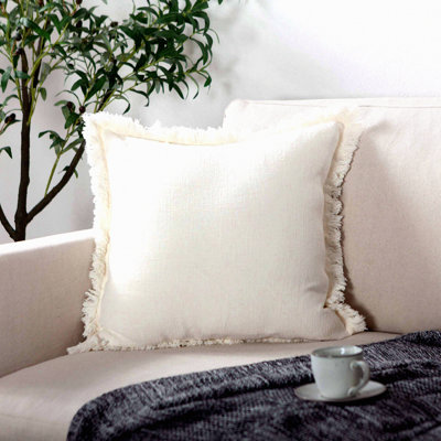 Off White Linen Tels Decorative Pillow Cover - Couch Sofa Bed Outdoor Throw Pillow Cover - Soft Breathable Fabric - Home Decor Accent