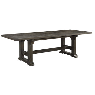 Transitional Driftwood Brown Rectangular Kitchen Dining Table With Removable Self - Storing Leaf, Seats 8 Classic Extendable Table, Leaf For And Dinin