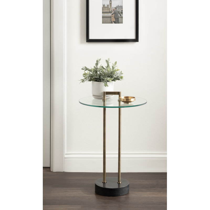 Table d'appoint ronde en verre et marbre, Noir