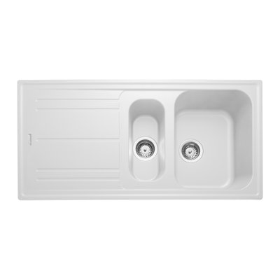 Leisure Sinks & Taps 500mm W Single Bowl Granite Composite Inset Kitchen Sink with 1 Faucet Hole
