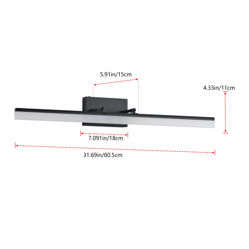1-lamp mute black LED dimmable wall light, Matte Black
