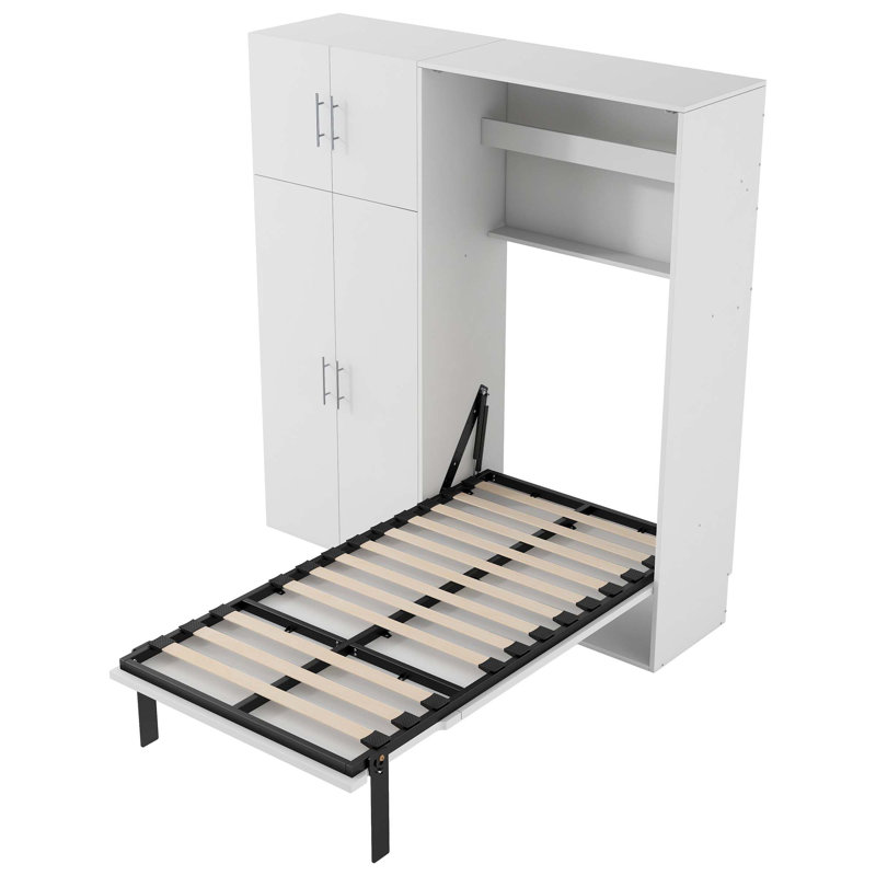 Lit escamotable avec casiers et armoires escamotables, Lit simple