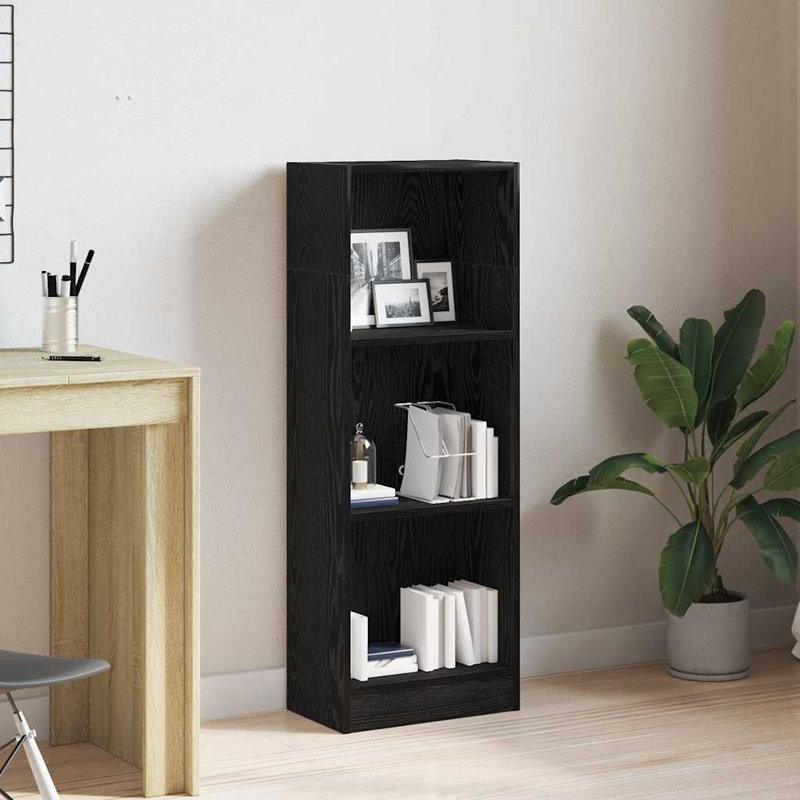 Bookshelf Engineered Wood, (3 Shelves) 109cmH x 40cmW x 24cmD, Black