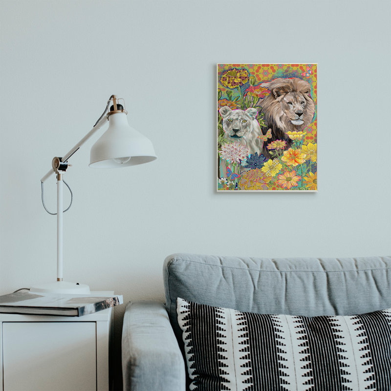 «Lion Couple» par Sangita Bachelet - Impression sur toile, H 30 po x l 24 po, Toile tendue