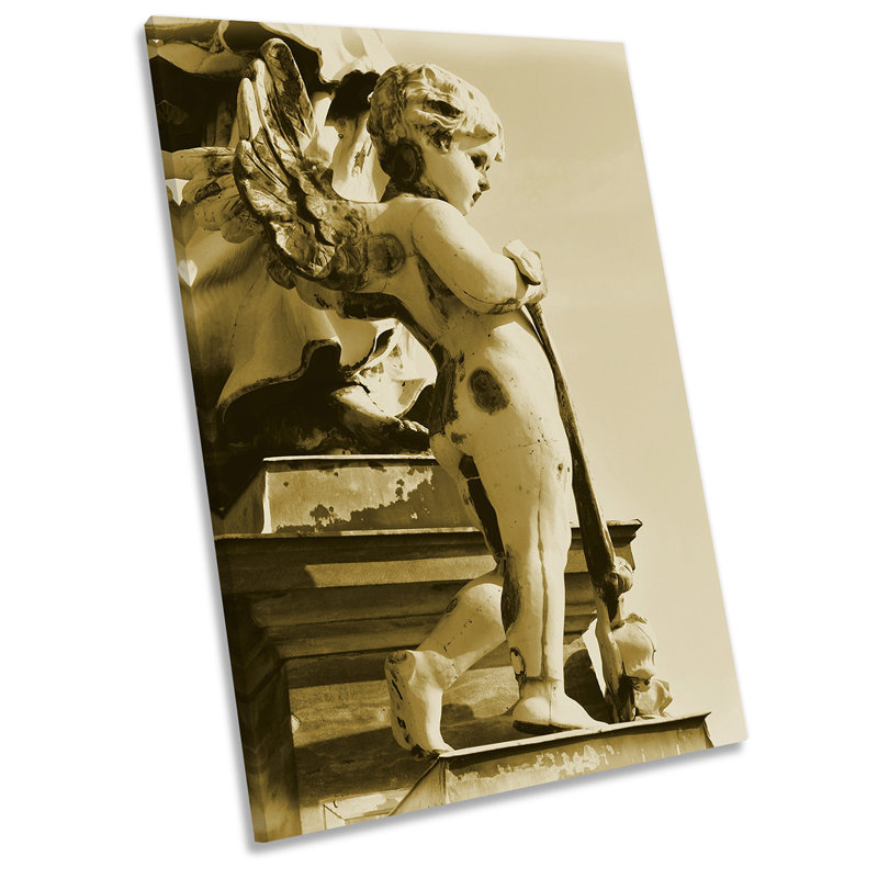 Angel Statue Cathedral - Wrapped Canvas Print, 76.2cm H x 50.8cm W x 2cm D