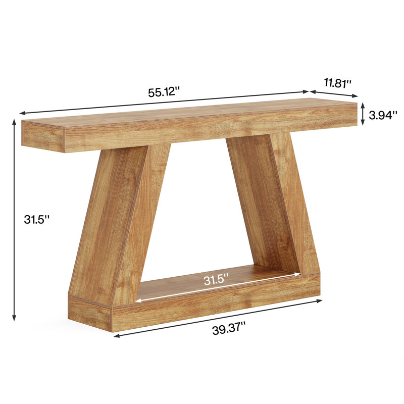 140cm Console Table, Natural Brown