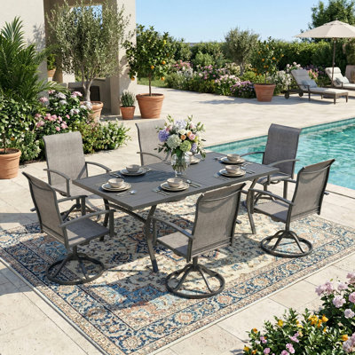70" 6-Person Outdoor Rectangular Patio Dining Set