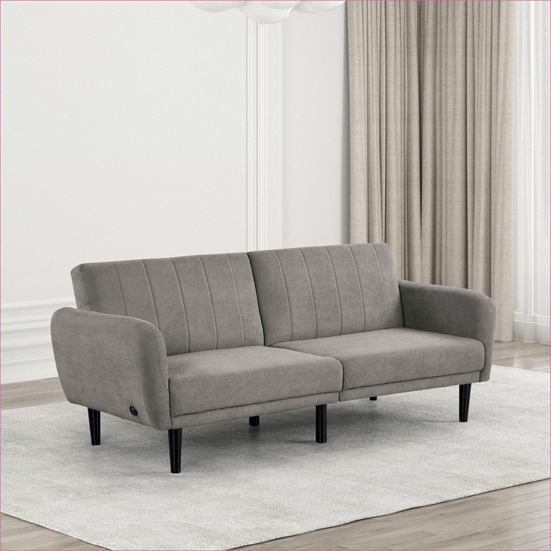 Sofas Couches | Convertible Futon Sleeper Sofa, Charcoal Gray, Modern for Small Spaces Guest Room Apartment | Gray | Fabric