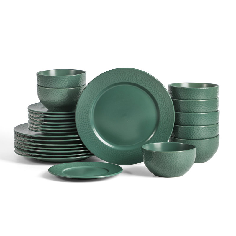 Stone Lain Topaz 24-Piece Dinnerware Set Stoneware, Green