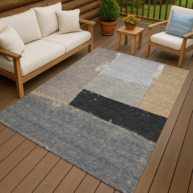 Machine Washable Indoor/Outdoor Chantille ACN2511 Modern Rug, Gray, Rectangle 3' x 5'