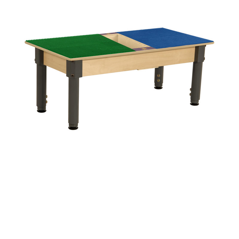 Rectangle Time-2-Play Table with a trough, a LEGO Compatible, 29.5" H x 35" L x 15.5" W, Blue/Green