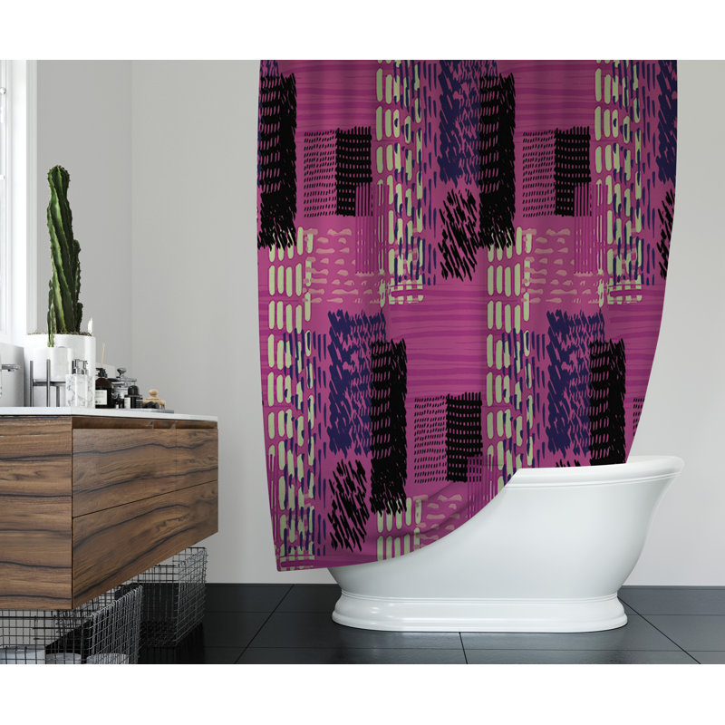 Rideau de douche simple à motif géométrique alanood, H 70 po x l 71 po