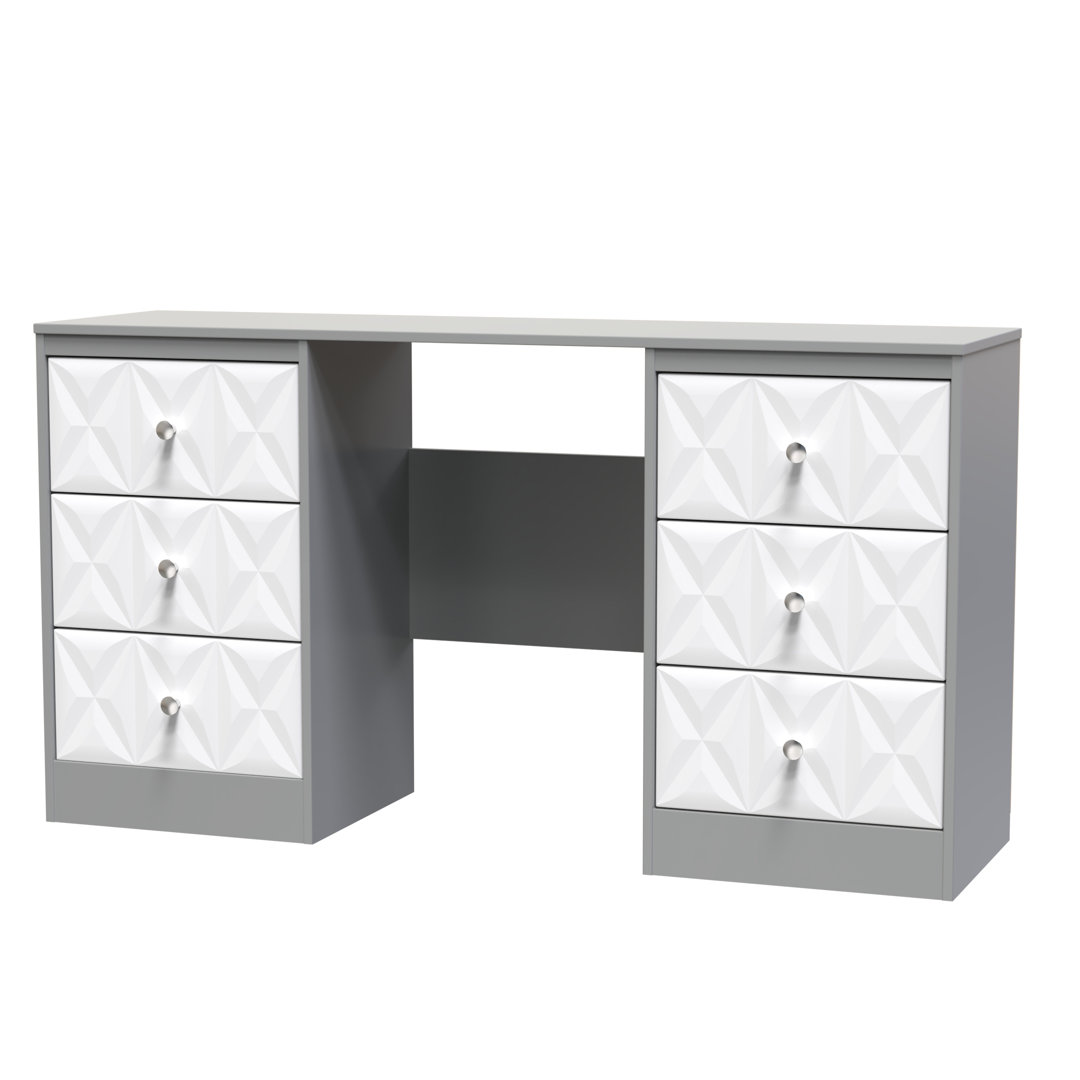 Ceinwen 6 Drawer Kneehole Desk in Graphite (Ready Assembled)