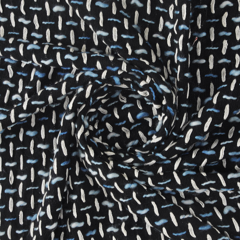 Jeté 100% coton, Noir / Bleu