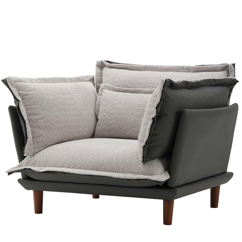 Fauteuil d'appoint simple en chenille de style moderne, Bleu gris