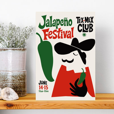 Jalapeapo Festival Fiesta Bold Contemporary Summer City Wall Art Print 1 Piece Wrapped Canvas Wall Art