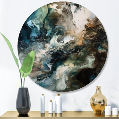 «Green World Inner Worlds of Marble III», art mural rond géométrique abstrait en métal