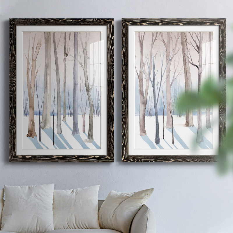 Woodland Whisper I - ensemble de 2 peintures encadrées, H 37,5 po x l 55 po x P 1,5 po, Papier encadré noir