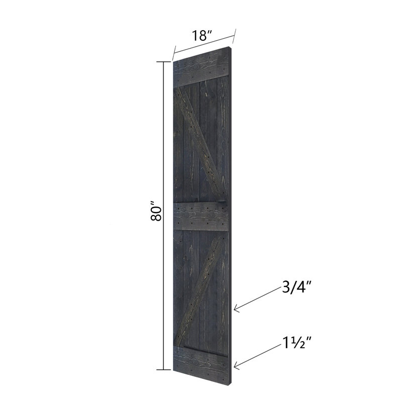 Carbon Gray Solid Spruce Wood Bi-Fold Barn Door with Hardware Kit