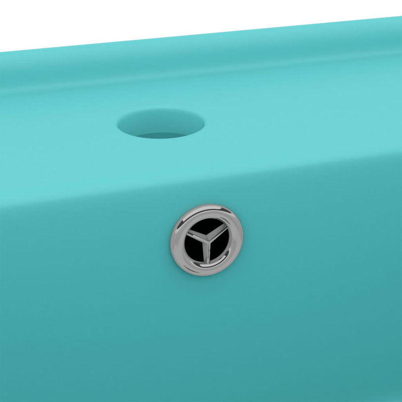 Belfry Bathroom Juillac 410mm L x 410mm W Ceramic Square Sink with Overflow, Light Green