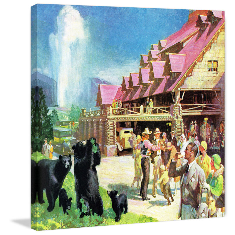 « yellowstone inn », reproduction d’art sur toile tendue, H 40 po x l 40 po x P 1,5 po