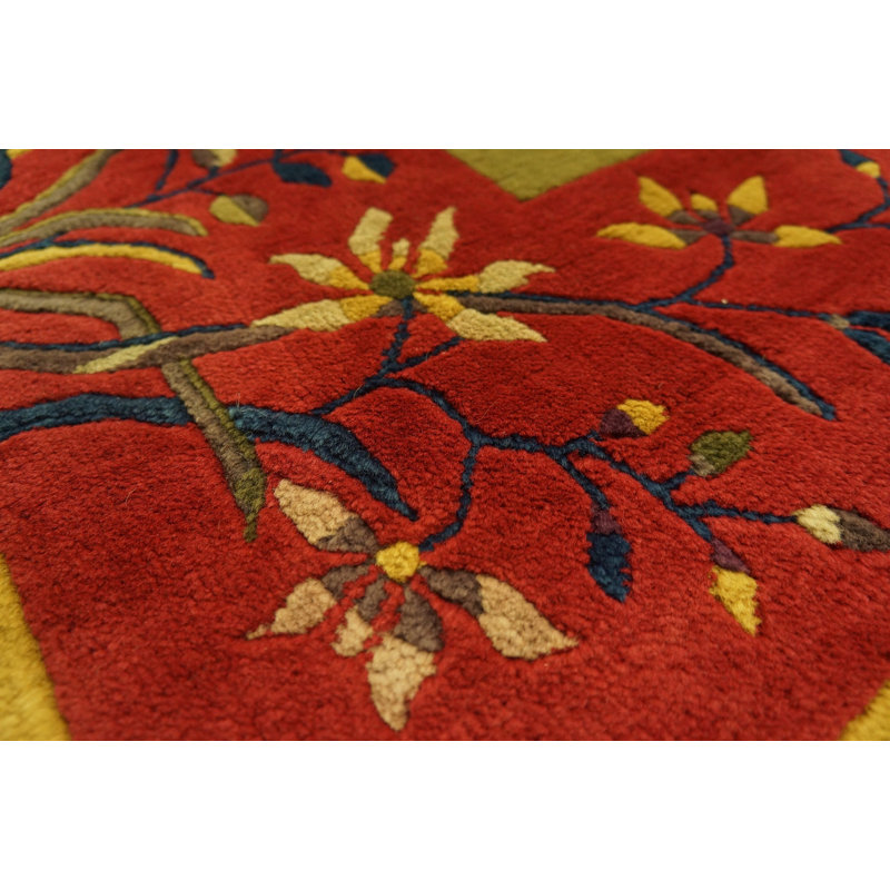 Tapis antique antique, art déco, floral, ivoire, beige, crème, blanc, rouge des années 1920