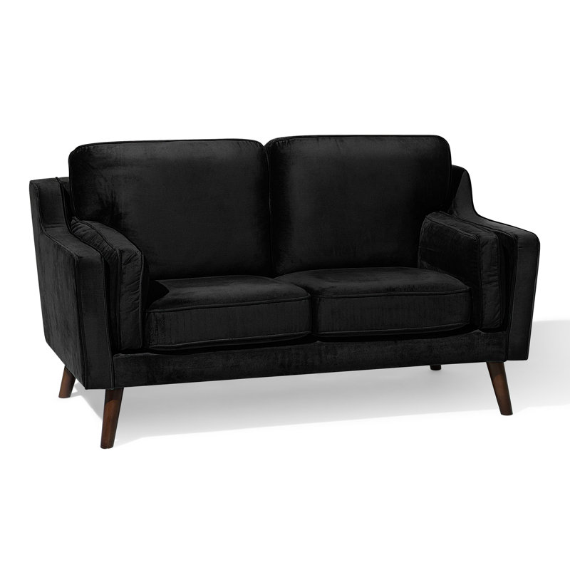 Forsyth Velvet Loveseat, Black