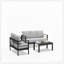Ensemble de conversation de patio 3 pièces en aluminium 3 pièces, canapé d'extérieur 5 places avec coussins épais gris clair et structure noire et table basse-821615563
