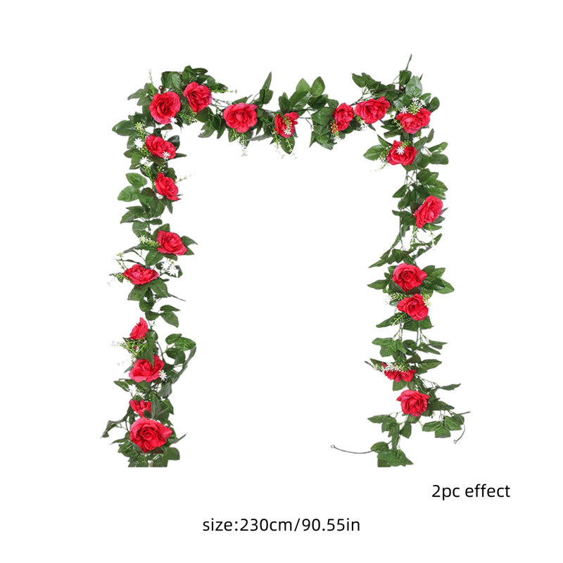 230 cm / 90,55 pouces Simulation 10 têtes de rose, ensemble de 2 pièces de vignes, décoration de la Saint-Valentin, décoration murale, décoration de table