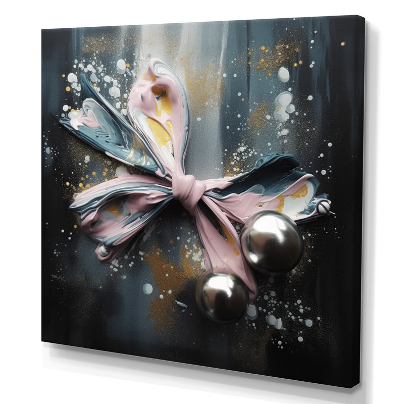 Glam Pink and Silver Shapes II, reproduction d'art sur toile, H 16 po x l 16 po x P 1 po, Toile tendue