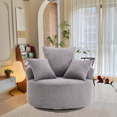 Fauteuil d'appoint pivotant à 360 ° avec 3 coussins et une chaise longue surdimensionnée de 38,5 po de largeur pour le salon