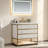 Celestia 36" Freestanding Bathroom Vanity with LED Light, Engineered Stone& Fluted Drawers, Gold Hardware-1275791174
