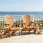 Ensemble de 2 chaises Adirondack pliantes en bois de pruche brun clair avec dossier pré-assemblé, chaises de patio pliables pour la terrasse et le foyer
