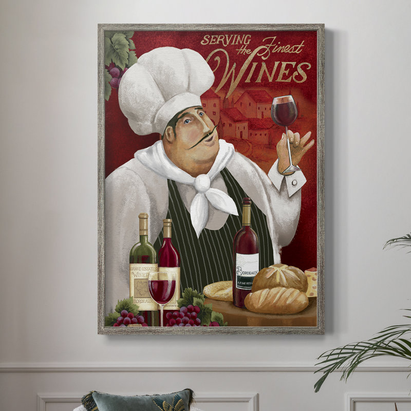 «Finest Wine Chef», reproduction encadrée - bois massif, H 15 po x l 12 po