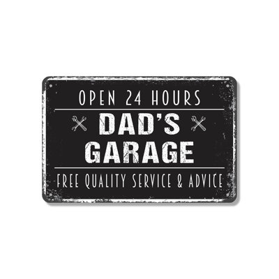 Enseigne de fantaisie en aluminium 10 "x 14" Dad’s Garage