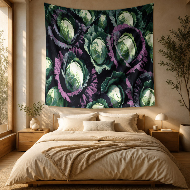 Tapisserie murale légumes chou de savoie, 51 po x 60 po
