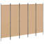 Paravent 5 panneaux vidaXL beige 98,43 po x 70,87 po-1927724039-1883001709-1883001718