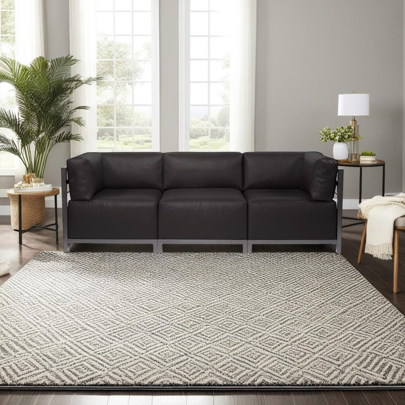 Woodsen Upholstered 65'' Loveseat, Titanium,  32.5" H x 95.5" W x 30" D,  Black Faux Leather
