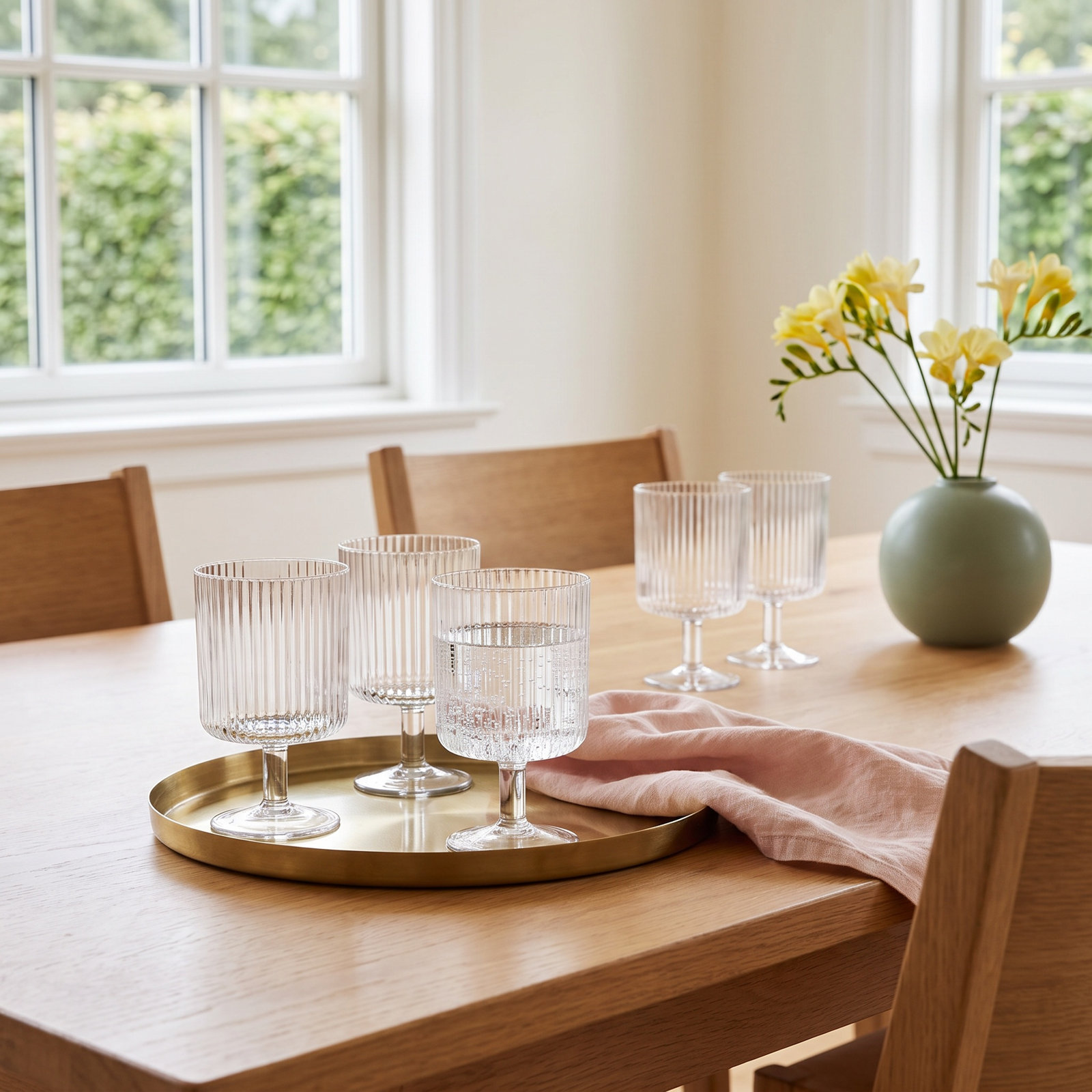 Laya Ribbed Goblet, Clear