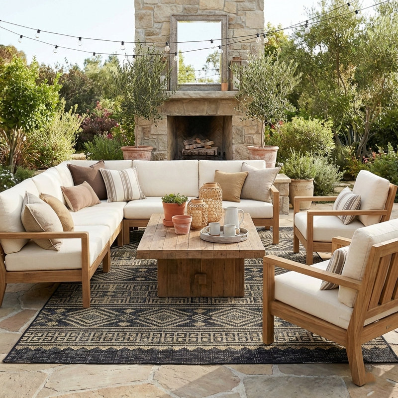 Ackron Southwestern Zero-Pile Flatweave Indoor/Outdoor Durable Area Rug, Rectangle 5' x 7'
