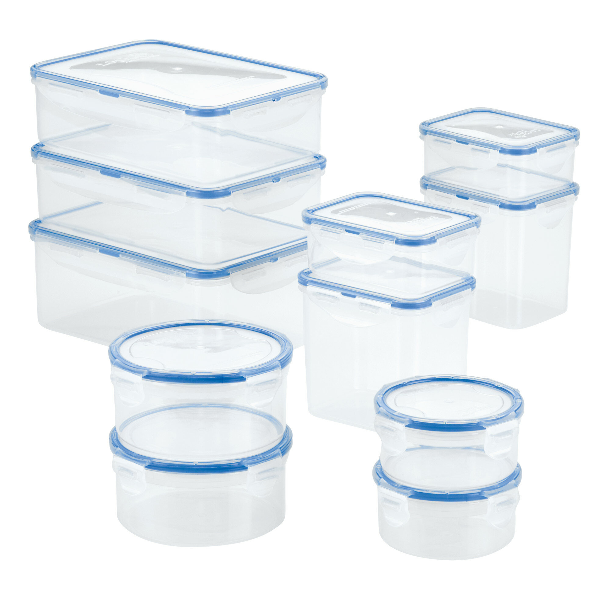 LocknLock Easy Essentials Rectangular Food Storage Container Set, 22 ...