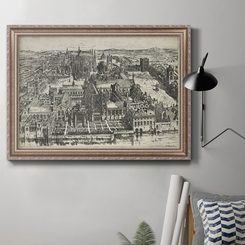 «Bird's Eye View Of London - Westminster», reproduction d'art sur toile, H 18 po x l 27 po x P 2,5 po