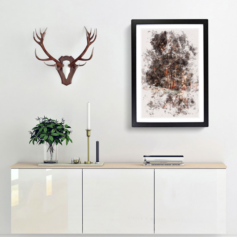 Forest Sunlight - Picture Frame Painting Print, 45cm H x 33cm W x 2cm D, Black Framed
