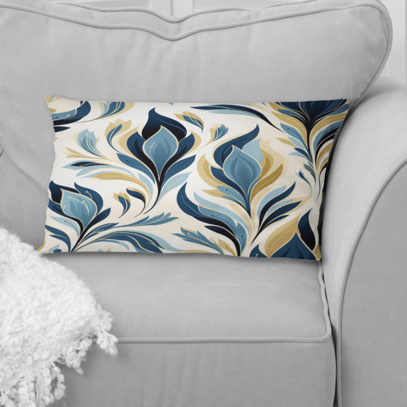Ikat bleu et vert Nordic Simplicity - coussin décoratif imprimé Ikat